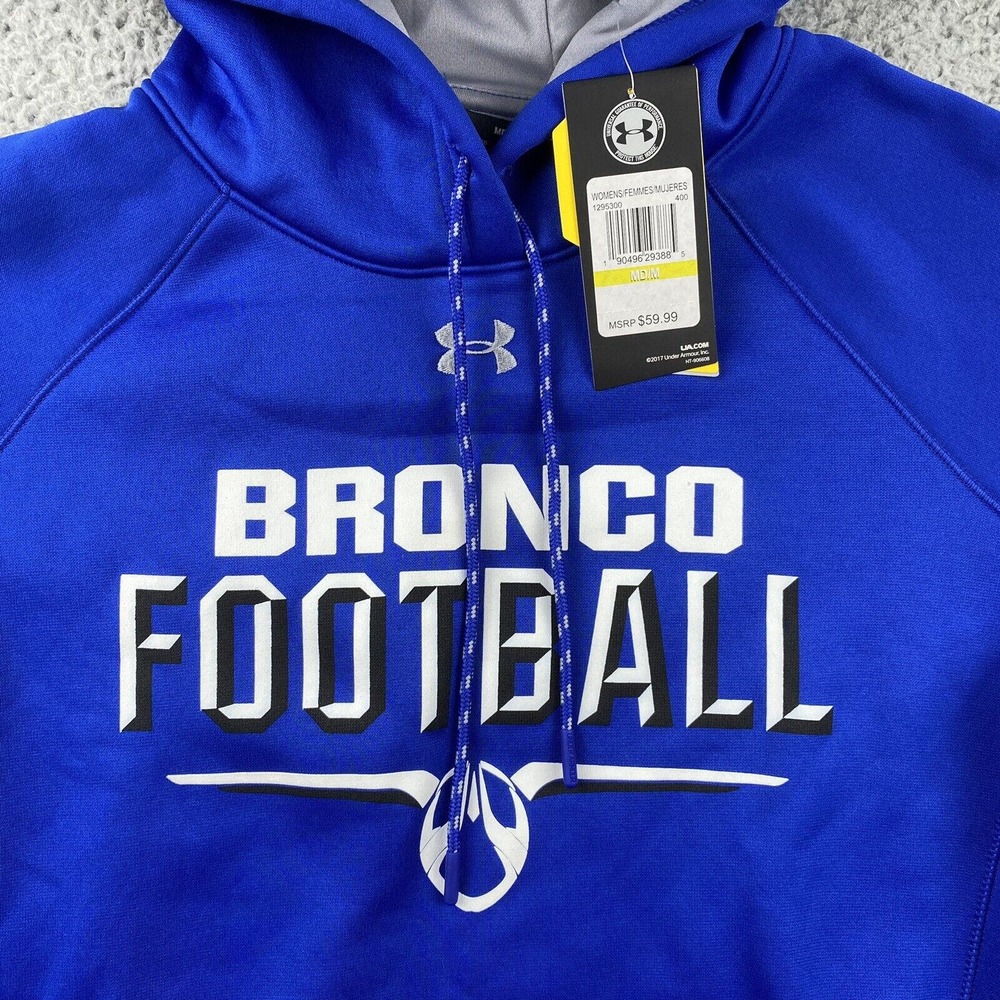 NWT Women Loose Coldgear Under Armour Blue FSU Bronco FootBall Hoodie Sz Medium - Picture 2 of 10